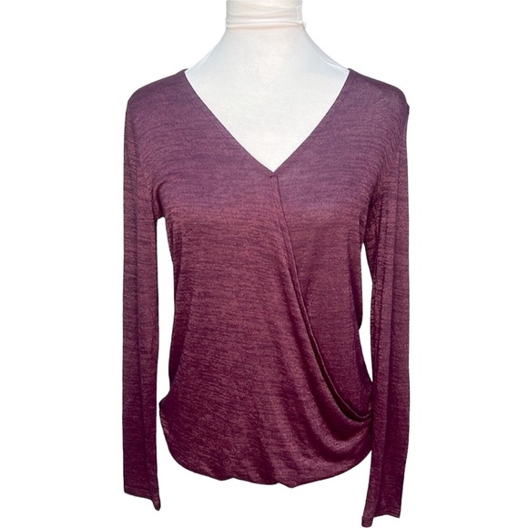 Gap Surplice Wrap Blouse Purple - Picture 2 of 6